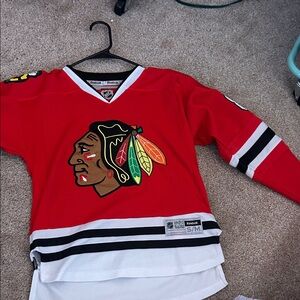 Reebok Red and Black Blackhawks Jersey